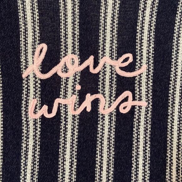 Express Love Wins striped sweater LS top bell sleeve size small - Picture 3 of 7